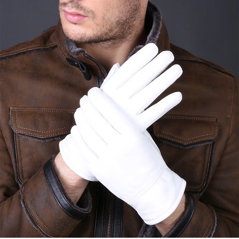Leather Work Winter Gloves - 2025 겨울 정품 가죽 흰색 장갑