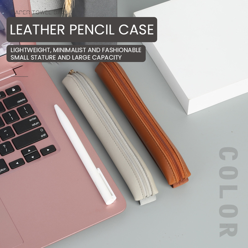 Leatherwork Books - PU 가죽 펜꽂이 지퍼 펜슬 슬리브