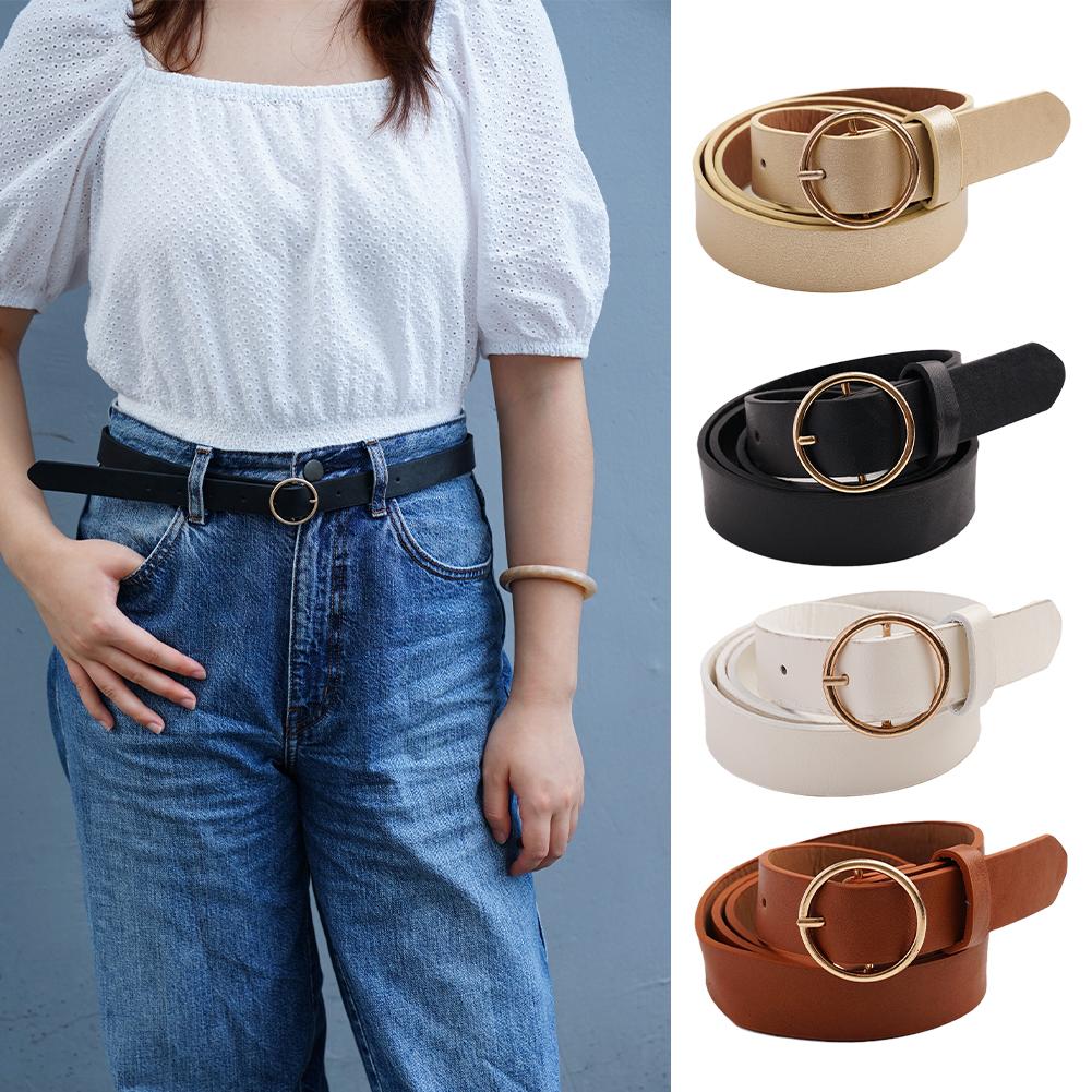 Leatherwork Rings - 트렌디한 여성 PU 가죽 벨트, 원형