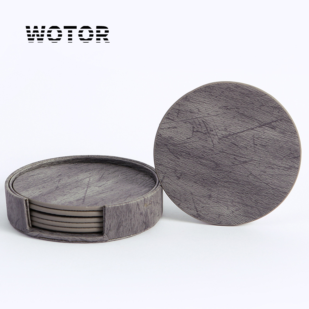 Leatherwork Rings - WOTOR 6 개/몫 원형 나뭇결 가죽