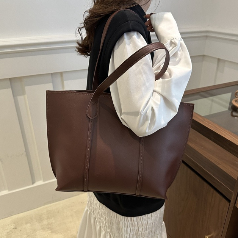Leather Work Bag Laptop - 레트로 인조 가죽 숄더백, 대용량 오피스