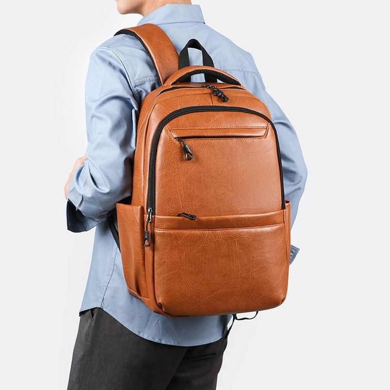 Leather Work Bag Laptop - 프리미엄 가죽 비즈니스 백팩 – 15.6인치