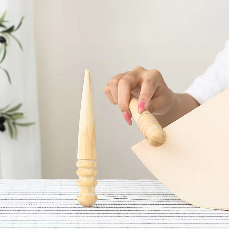Leatherwork Tool Kit - 1PC 목재 가죽 솔리드 원목 라운드