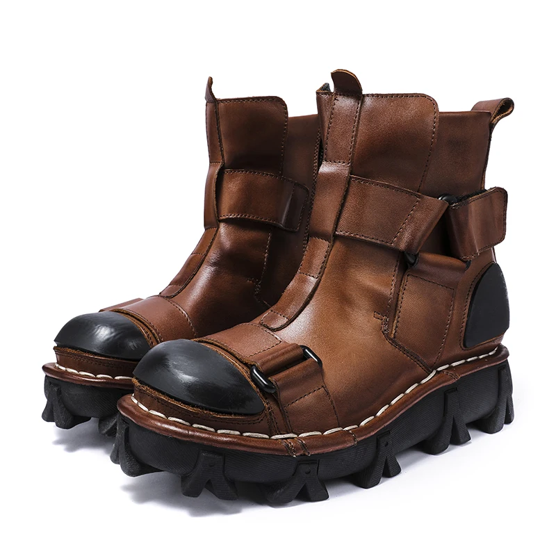 남성용 정품 가죽 오토바이 부츠, 고스 해골 펑크 중반 - Leather Work Fabric 리뷰 및 가격