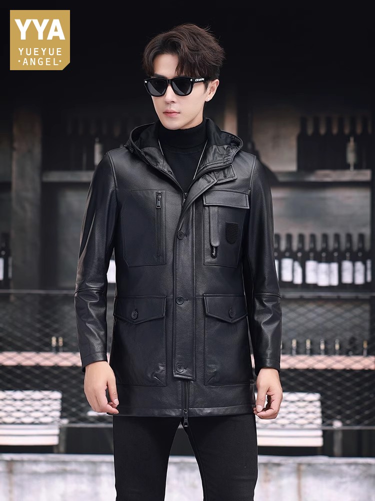 겨울 비즈니스 남성용 중간 길이 다운 재킷 후드가 있는 - Leather Work Jacket With Hood 리뷰 및 가격