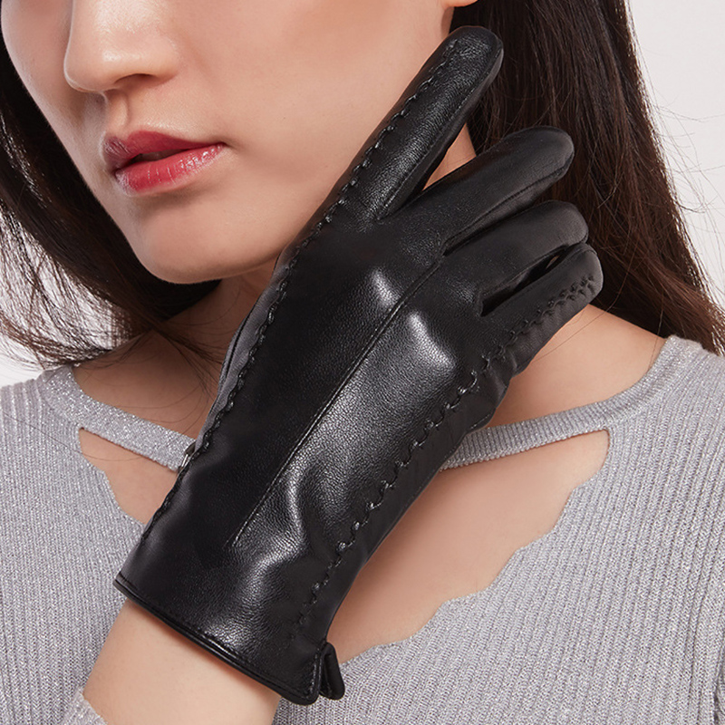 여성용 양가죽 장갑 겨울 따뜻한 플러스 벨벳 짧은 얇은 - Leather Work Winter Gloves 리뷰 및 가격