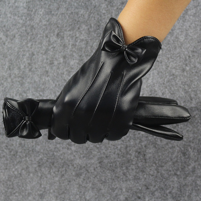 고품질 가죽 여성 패션 따뜻한 블랙 보우 사이클링 장갑 - Leather Work Winter Gloves 리뷰 및 가격