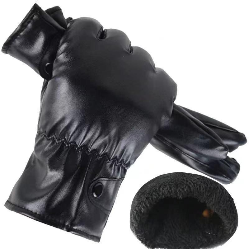 겨울 패션 블랙 PU 가죽 장갑 남성 얇은 스타일 운전 - Leather Work Winter Gloves 리뷰 및 가격