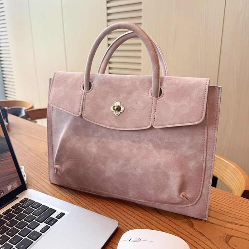 우아한 핑크색 PU 가죽 노트북 토트백, 꽃무늬 턴락  - Leather Work Bag Laptop 리뷰 및 가격