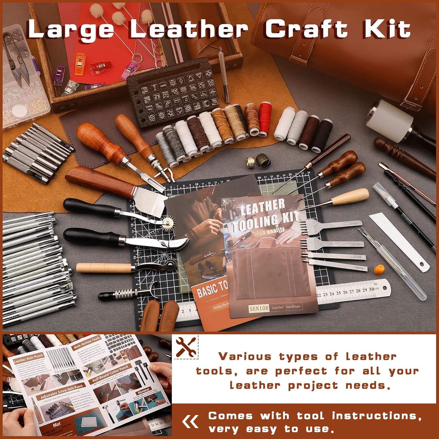 가죽 공예 도구 세트, 가죽 가공 키트, 맞춤형 핸드백 - Leatherwork Tool Kit 리뷰 및 가격