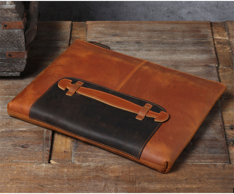 빈티지 수제 천연 가죽 대용량 남성 클러치백 심플 디자 - Leather Work Bag Laptop 리뷰 및 가격
