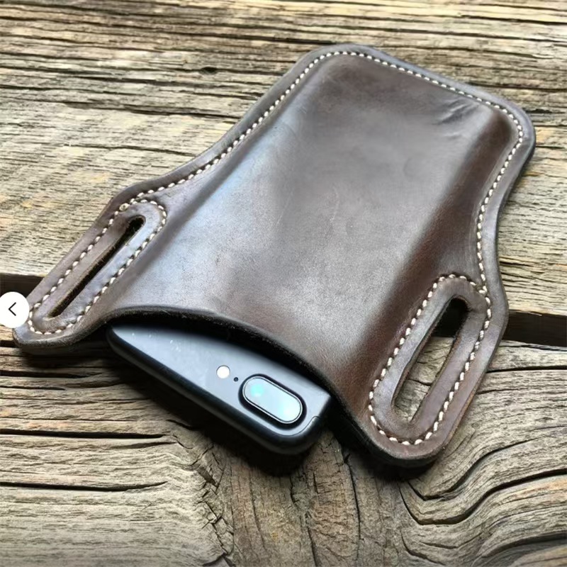 야외용 레트로 가죽 휴대폰 허리 가방 벨트 착용 남성용 - Leather Work Bag Laptop 리뷰 및 가격