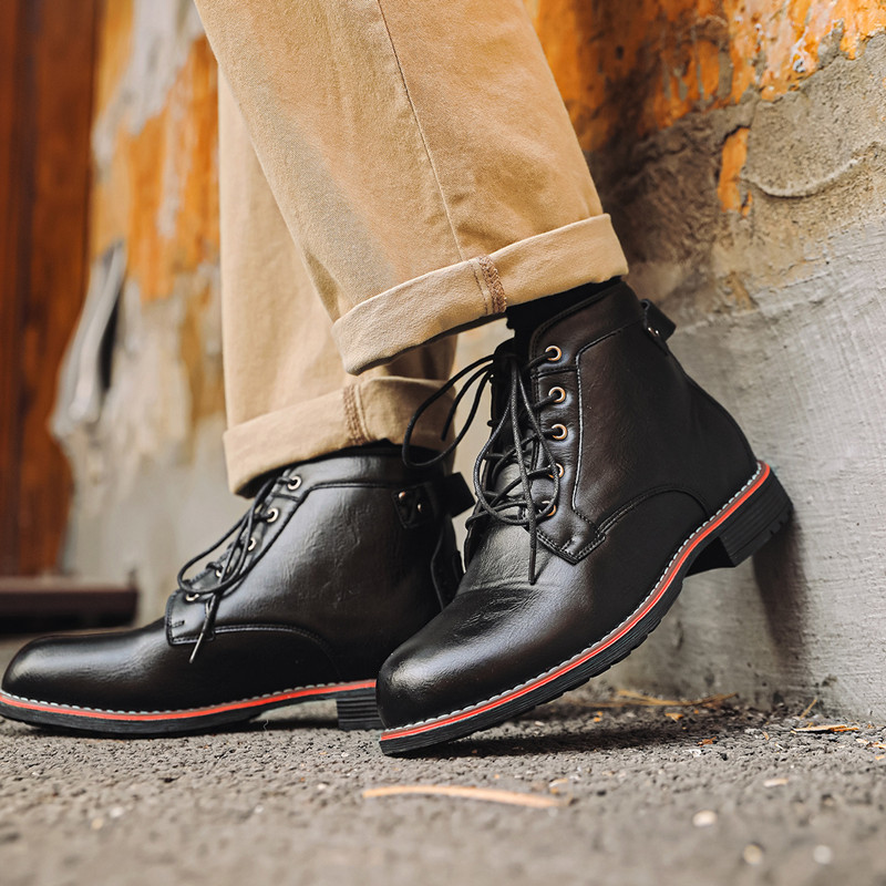 럭셔리 레트로 하이 남성 가죽 신발 드레스 비즈니스 작 - Leather Work Fabric 리뷰 및 가격