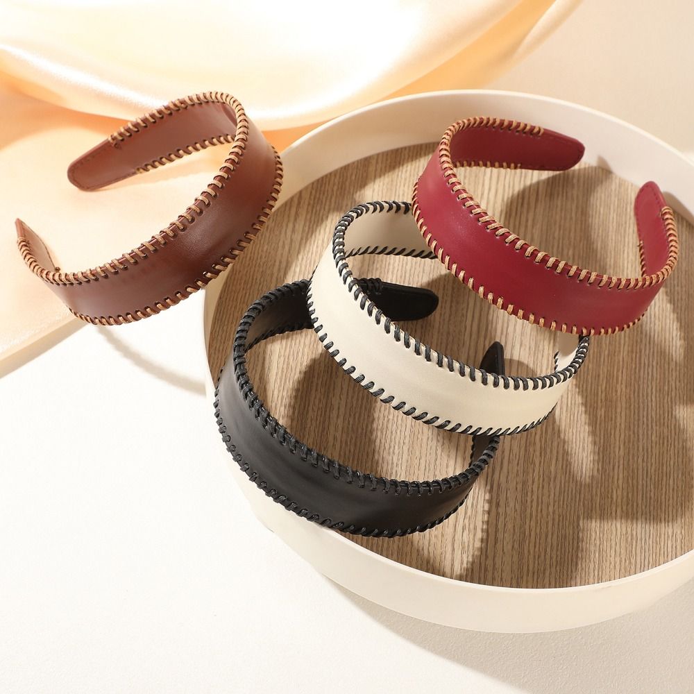 심플한 단색 가죽 헤어밴드 한국 스타일 여성용 헤어 후 - Leatherwork Rings 리뷰 및 가격