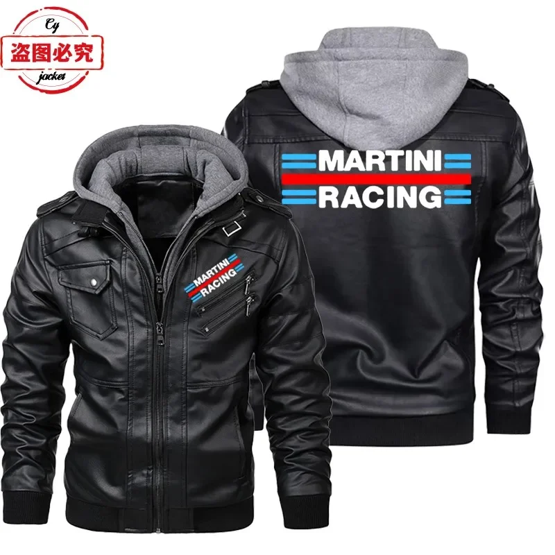 마티니 레이싱 로고 프린트 레이싱 수트 PU 가죽 재킷 - Leather Work Jacket With Hood 리뷰 및 가격