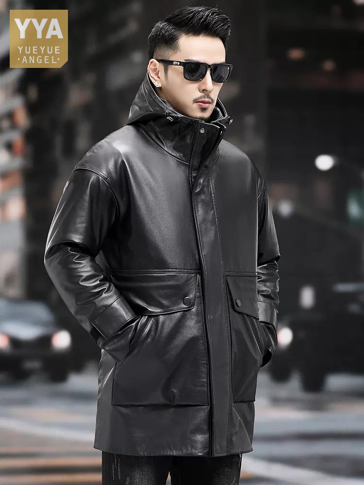 따뜻한 겨울 남성 작업 다운 재킷, 라이너 분리형 중간 - Leather Work Jacket With Hood 리뷰 및 가격