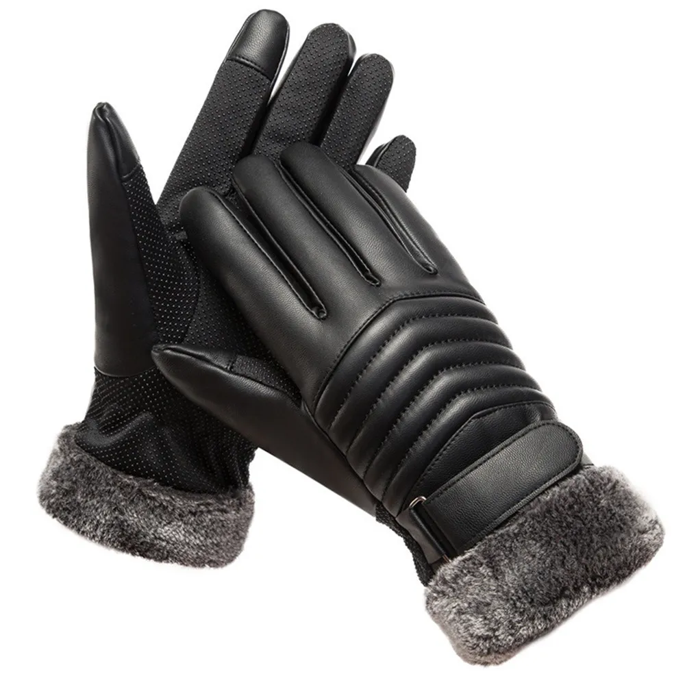 남성용 모피 입 봉제 절연 장갑, 야외 사이클링 오토바 - Leather Work Winter Gloves 리뷰 및 가격