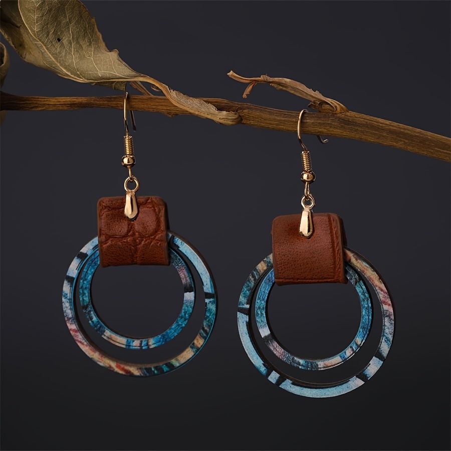 2026 뉴 보헤미안 가죽 더블 링 귀걸이, 가벼운 무 - Leatherwork Rings 리뷰 및 가격